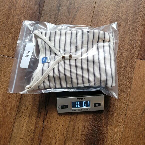 Old Navy Rib Henley Tee Girls Size XL 14-16 Cream Stripe Lettuce Edge Stretch - Picture 12 of 13